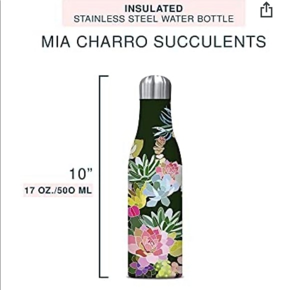 Studio Oh! Stainless Steel Succulents Water Bottle - Picture 6 of 9
